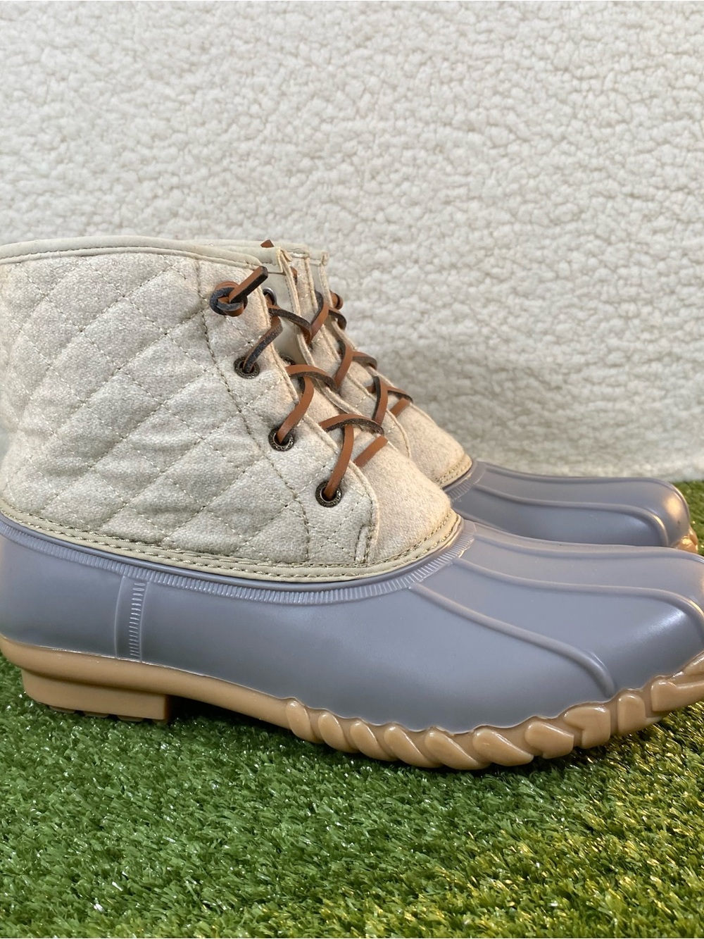 Nautica Wooley Winter Duck Boots Womens Sz 11 Quilted Side Zip Ankle Rain Bootie